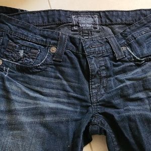 Big Star dark distressed bootcut jeans